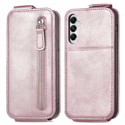 Samsung Galaxy A05s Zipper Wallet Case - Vertical Flip Leather Phone Cover with Multiple Card Slots and Stand
