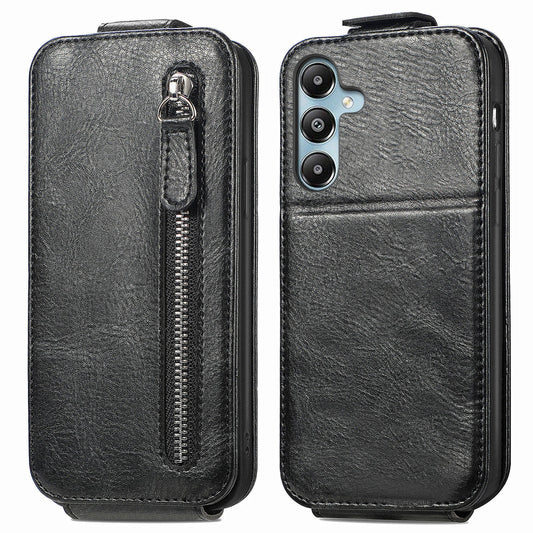 Samsung Galaxy M14 Zipper Wallet Case - Vertical Flip Leather Phone Cover with Multiple Card Slots and Stand