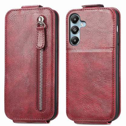 Samsung Galaxy M14 Zipper Wallet Case - Vertical Flip Leather Phone Cover with Multiple Card Slots and Stand