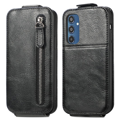 Samsung Galaxy M35 Zipper Wallet Case - Vertical Flip Leather Phone Cover with Multiple Card Slots and Stand