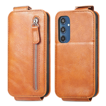 Samsung Galaxy M35 Zipper Wallet Case - Vertical Flip Leather Phone Cover with Multiple Card Slots and Stand