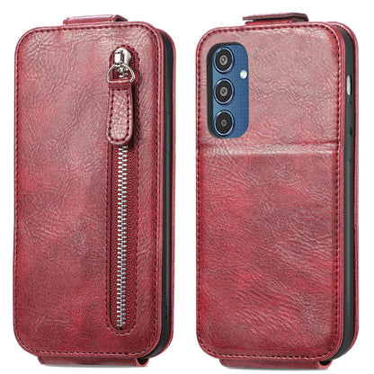 Samsung Galaxy M35 Zipper Wallet Case - Vertical Flip Leather Phone Cover with Multiple Card Slots and Stand