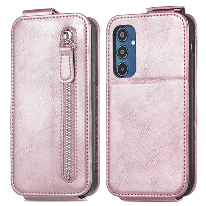 Samsung Galaxy M35 Zipper Wallet Case - Vertical Flip Leather Phone Cover with Multiple Card Slots and Stand