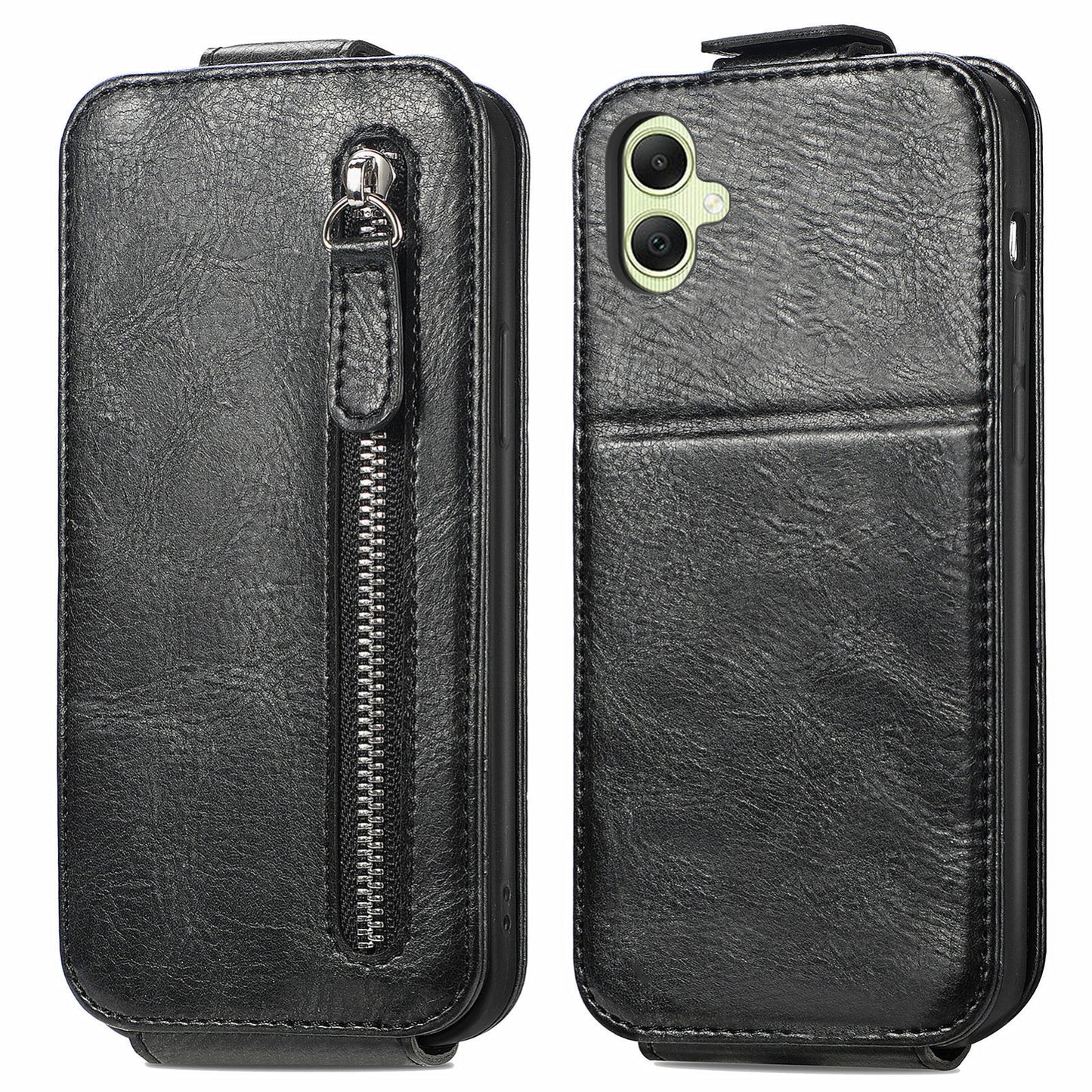 Samsung Galaxy A06 Zipper Wallet Case - Vertical Flip Leather Phone Cover with Multiple Card Slots and Stand