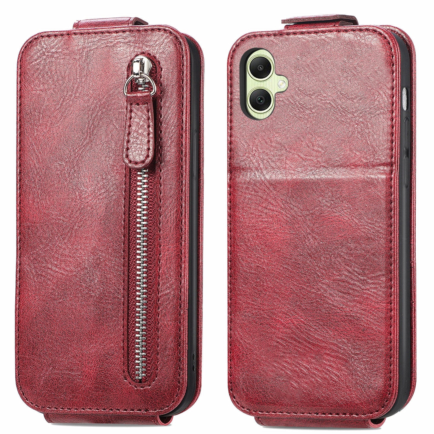 Samsung Galaxy A06 Zipper Wallet Case - Vertical Flip Leather Phone Cover with Multiple Card Slots and Stand
