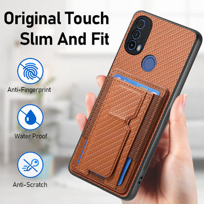 Motorola Moto G Stylus 5G 2024 Carbon Fiber Fold Stand Elastic Card Bag Phone Case with Multi-Functional Wallet