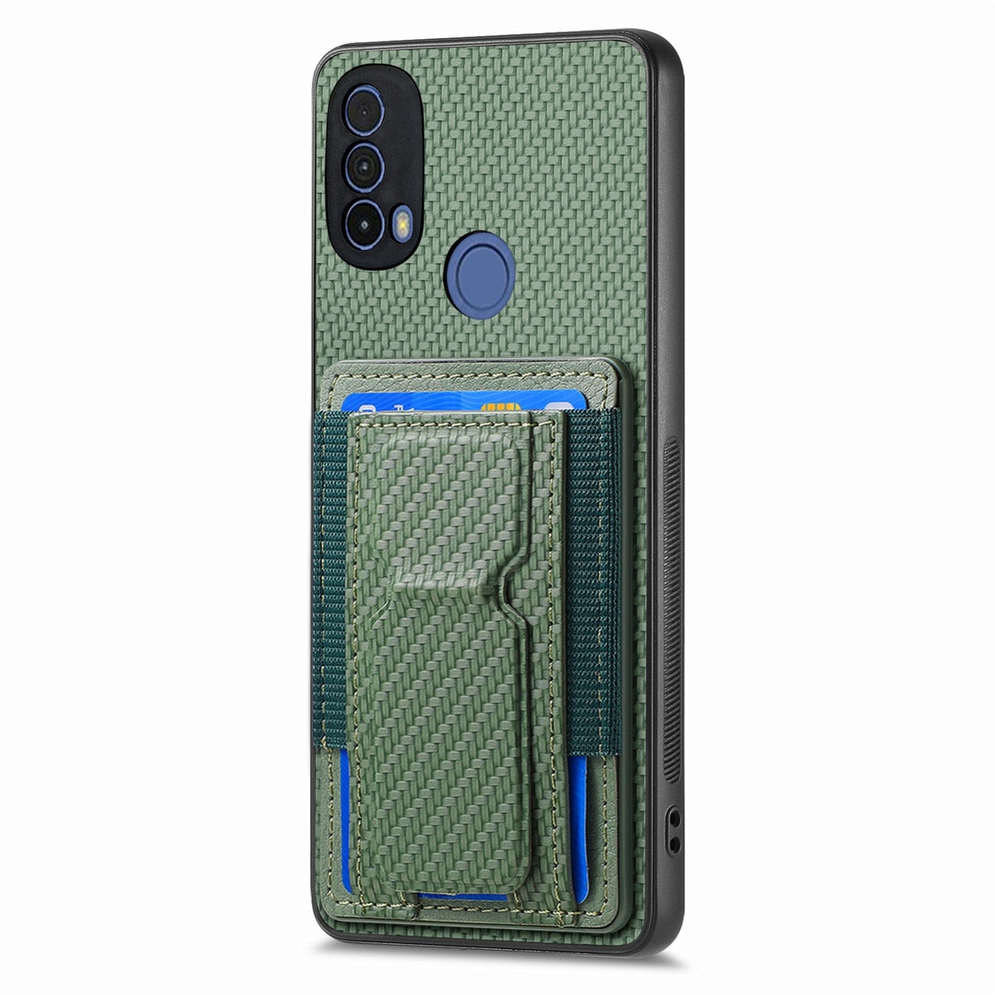 Motorola Moto G Stylus 5G 2024 Carbon Fiber Fold Stand Elastic Card Bag Phone Case with Multi-Functional Wallet