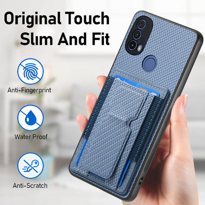 Motorola Moto G Power 5G 2024 Carbon Fiber Fold Stand Elastic Card Bag Phone Case with Multi-Functional Wallet
