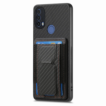 Motorola Moto G Power 5G 2024 Carbon Fiber Fold Stand Elastic Card Bag Phone Case with Multi-Functional Wallet