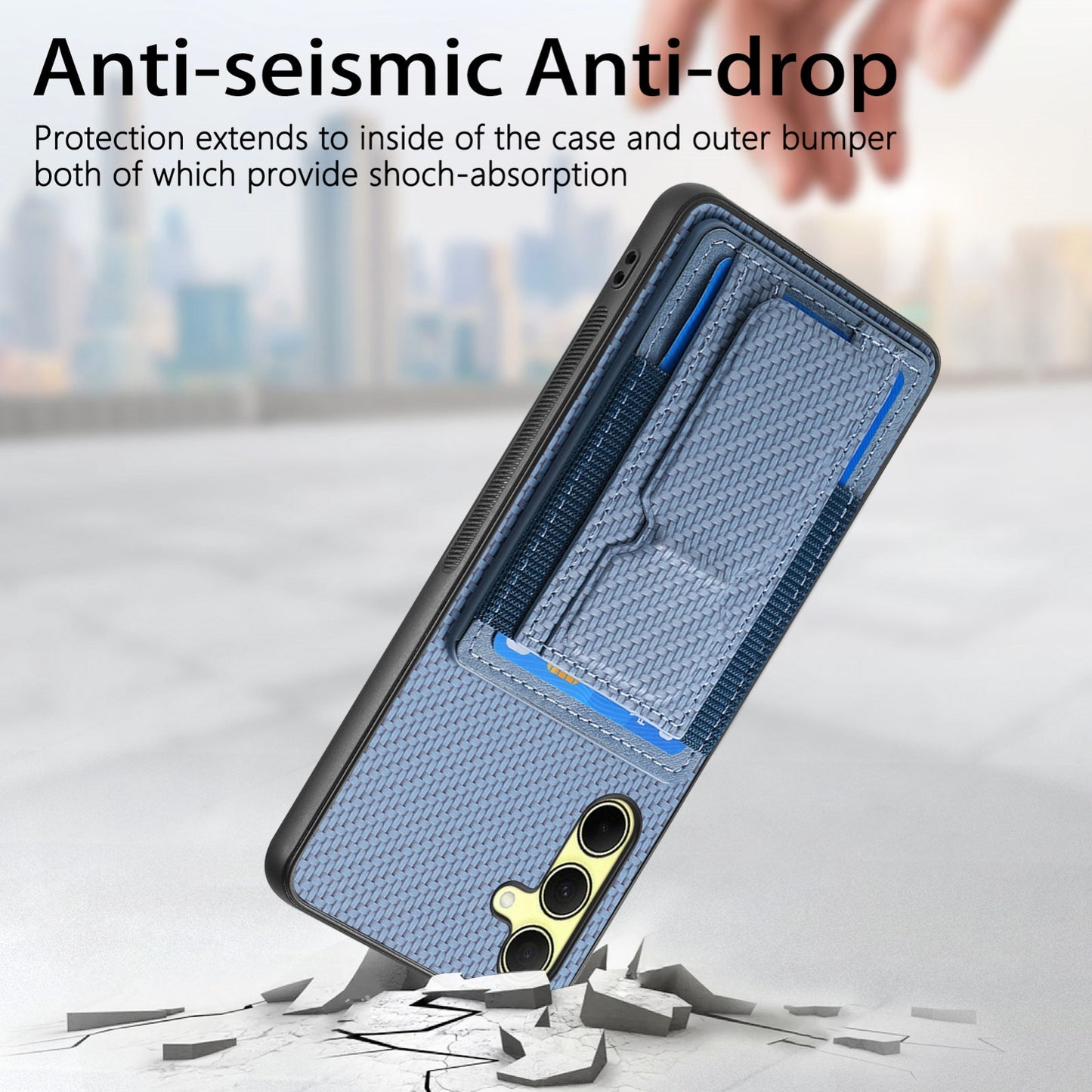 Samsung Galaxy A35 5G Carbon Fiber Fold Stand Elastic Card Bag Phone Case with Multi-Functional Wallet