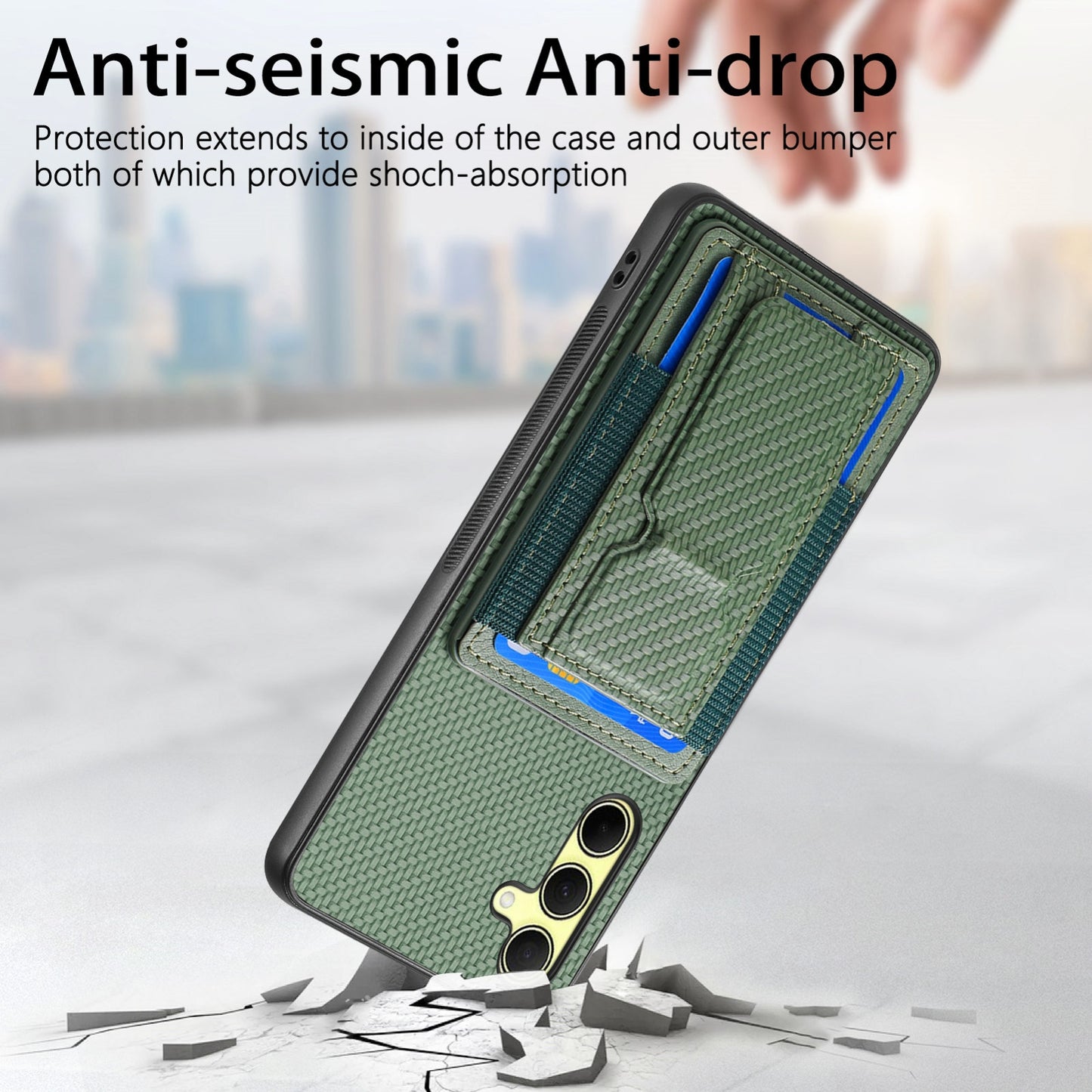 Samsung Galaxy A35 5G Carbon Fiber Fold Stand Elastic Card Bag Phone Case with Multi-Functional Wallet