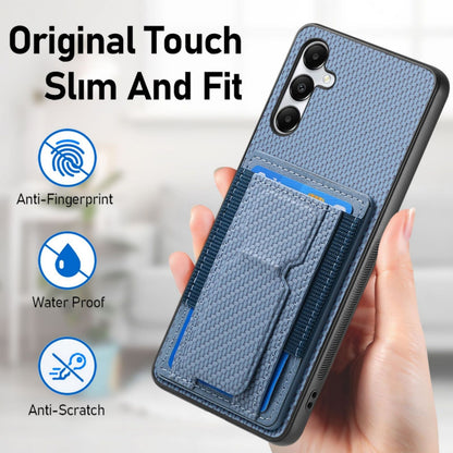 Samsung Galaxy A05s Carbon Fiber Fold Stand Elastic Card Bag Phone Case with Multi-Functional Wallet