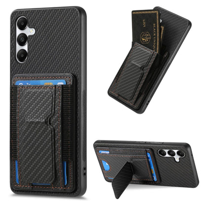 Samsung Galaxy A05s Carbon Fiber Fold Stand Elastic Card Bag Phone Case with Multi-Functional Wallet