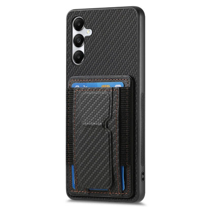 Samsung Galaxy A05s Carbon Fiber Fold Stand Elastic Card Bag Phone Case with Multi-Functional Wallet