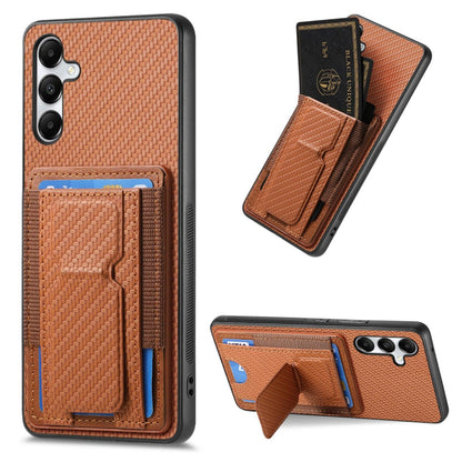 Samsung Galaxy A05s Carbon Fiber Fold Stand Elastic Card Bag Phone Case with Multi-Functional Wallet