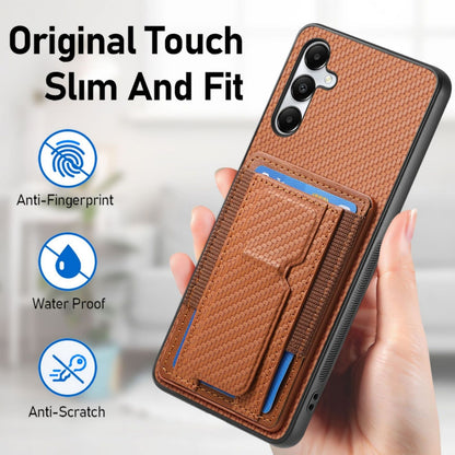 Samsung Galaxy A05s Carbon Fiber Fold Stand Elastic Card Bag Phone Case with Multi-Functional Wallet
