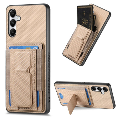 Samsung Galaxy A05s Carbon Fiber Fold Stand Elastic Card Bag Phone Case with Multi-Functional Wallet