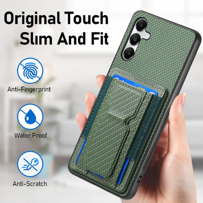 Samsung Galaxy A05s Carbon Fiber Fold Stand Elastic Card Bag Phone Case with Multi-Functional Wallet