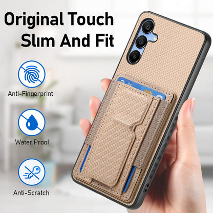 Samsung Galaxy A25 Carbon Fiber Fold Stand Elastic Card Bag Phone Case with Multi-Functional Wallet