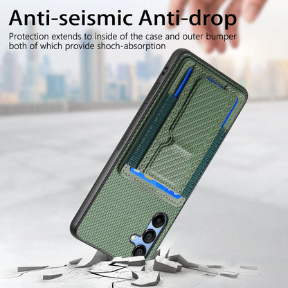 Samsung Galaxy A25 Carbon Fiber Fold Stand Elastic Card Bag Phone Case with Multi-Functional Wallet
