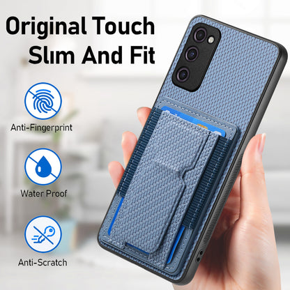 Samsung Galaxy S23 FE 5G Carbon Fiber Fold Stand Elastic Card Bag Phone Case with Multi-Functional Wallet