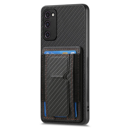 Samsung Galaxy S23 FE 5G Carbon Fiber Fold Stand Elastic Card Bag Phone Case with Multi-Functional Wallet