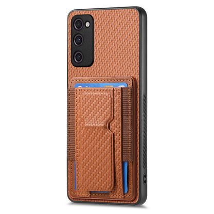 Samsung Galaxy S23 FE 5G Carbon Fiber Fold Stand Elastic Card Bag Phone Case with Multi-Functional Wallet