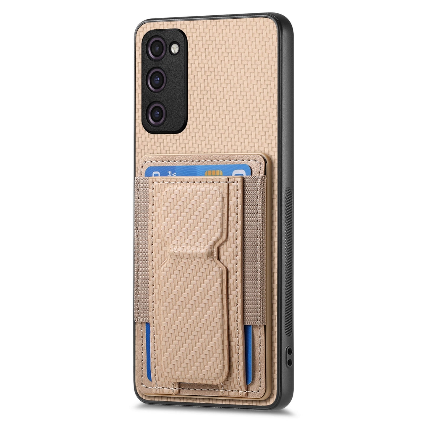 Samsung Galaxy S23 FE 5G Carbon Fiber Fold Stand Elastic Card Bag Phone Case with Multi-Functional Wallet