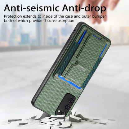 Samsung Galaxy S23 FE 5G Carbon Fiber Fold Stand Elastic Card Bag Phone Case with Multi-Functional Wallet