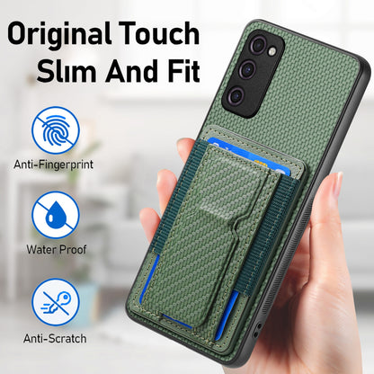 Samsung Galaxy S23 FE 5G Carbon Fiber Fold Stand Elastic Card Bag Phone Case with Multi-Functional Wallet