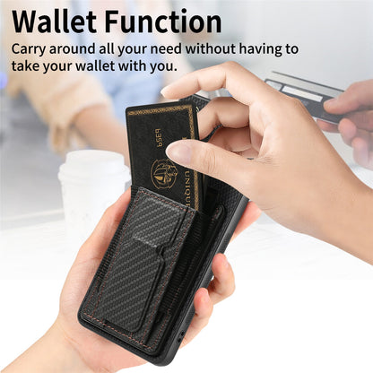 Samsung Galaxy A54 5G Carbon Fiber Fold Stand Elastic Card Bag Phone Case with Multi-Functional Wallet