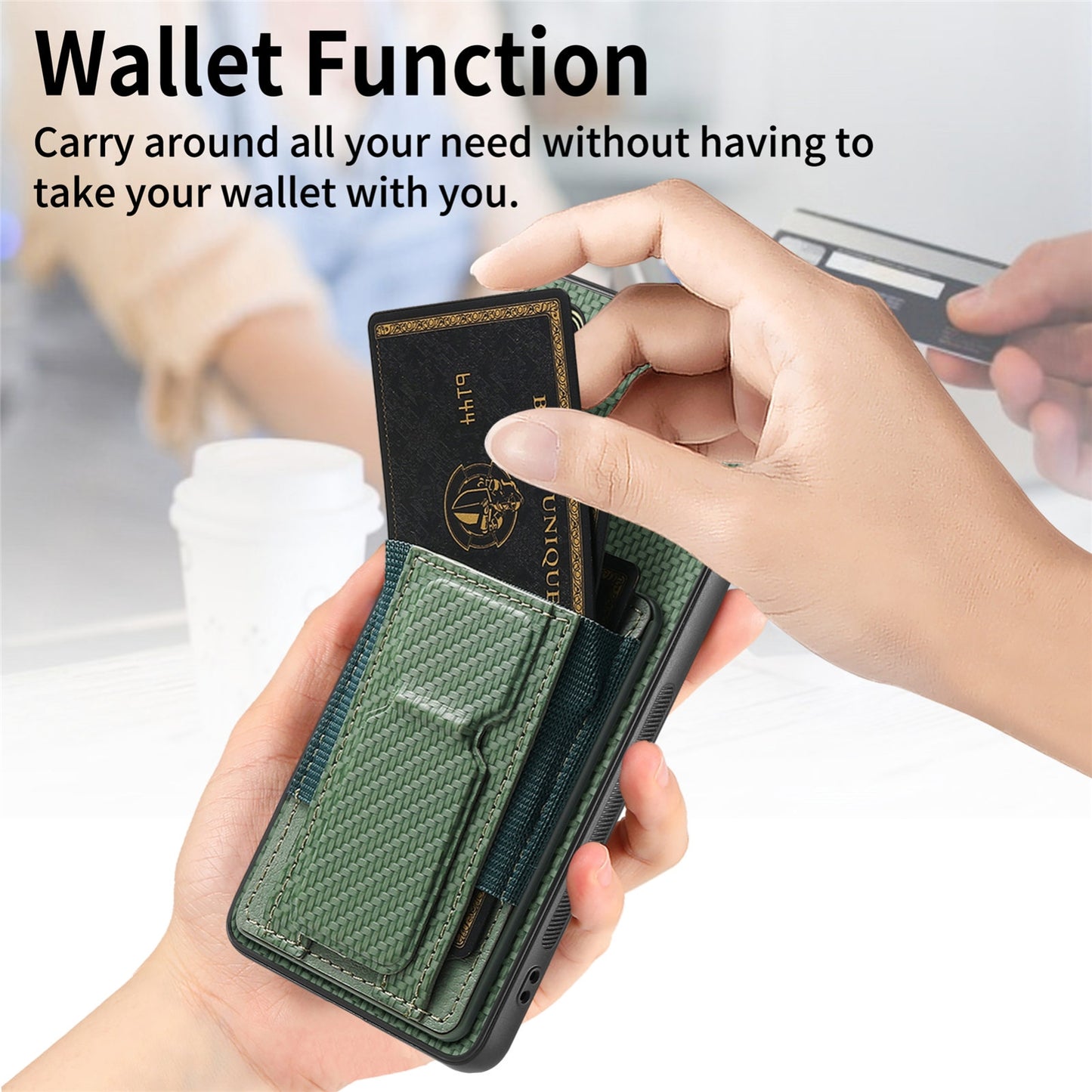 Samsung Galaxy A54 5G Carbon Fiber Fold Stand Elastic Card Bag Phone Case with Multi-Functional Wallet