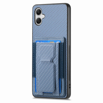 Samsung Galaxy A04e Carbon Fiber Fold Stand Elastic Card Bag Phone Case with Multi-Functional Wallet