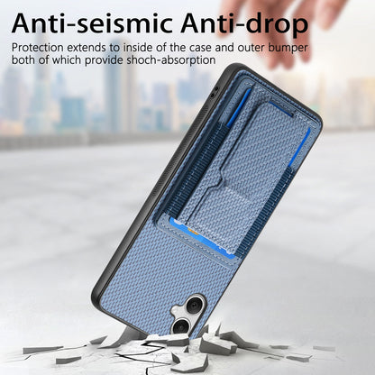 Samsung Galaxy A04e Carbon Fiber Fold Stand Elastic Card Bag Phone Case with Multi-Functional Wallet