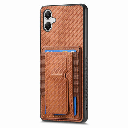 Samsung Galaxy A04e Carbon Fiber Fold Stand Elastic Card Bag Phone Case with Multi-Functional Wallet