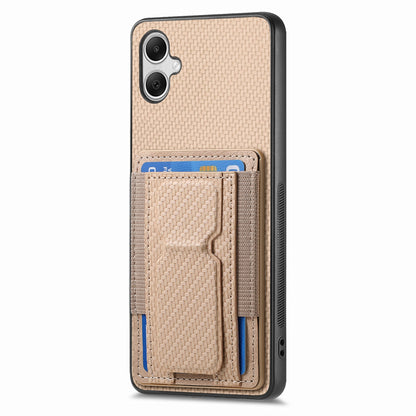 Samsung Galaxy A04e Carbon Fiber Fold Stand Elastic Card Bag Phone Case with Multi-Functional Wallet