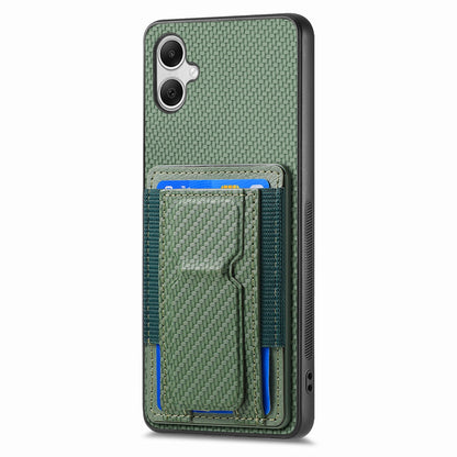 Samsung Galaxy A04e Carbon Fiber Fold Stand Elastic Card Bag Phone Case with Multi-Functional Wallet