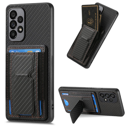 Samsung Galaxy A82 5G Carbon Fiber Fold Stand Elastic Card Bag Phone Case with Multi-Functional Wallet