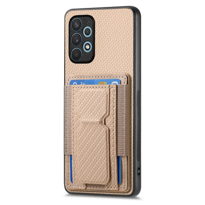 Samsung Galaxy A32 4G Carbon Fiber Fold Stand Elastic Card Bag Phone Case with Multi-Functional Wallet
