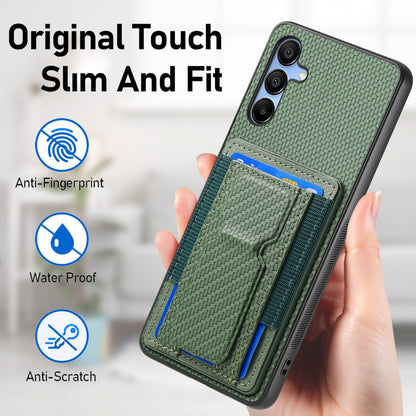 Samsung Galaxy A23 Carbon Fiber Fold Stand Elastic Card Bag Phone Case with Multi-Functional Wallet