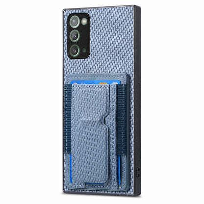 Samsung Galaxy Note20 Carbon Fiber Fold Stand Elastic Card Bag Phone Case with Multi-Functional Wallet