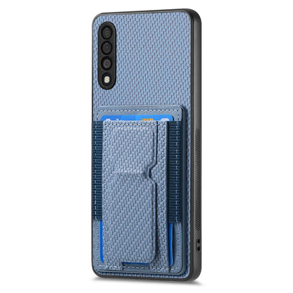 Samsung Galaxy A70 / A70s Carbon Fiber Fold Stand Elastic Card Bag Phone Case with Multi-Functional Wallet