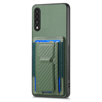 Samsung Galaxy A70 / A70s Carbon Fiber Fold Stand Elastic Card Bag Phone Case with Multi-Functional Wallet