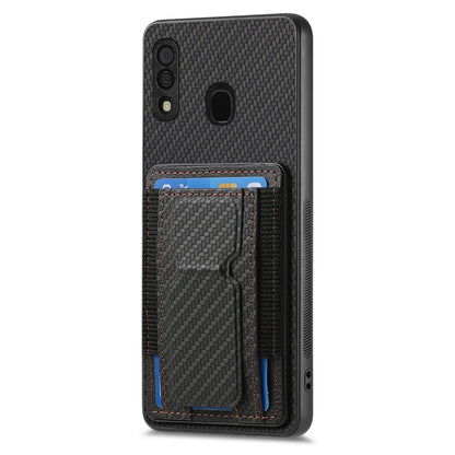 Samsung Galaxy A30/A20/M10s Carbon Fiber Fold Stand Elastic Card Bag Phone Case with Multi-Functional Wallet