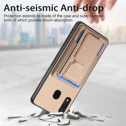 Samsung Galaxy A30/A20/M10s Carbon Fiber Fold Stand Elastic Card Bag Phone Case with Multi-Functional Wallet