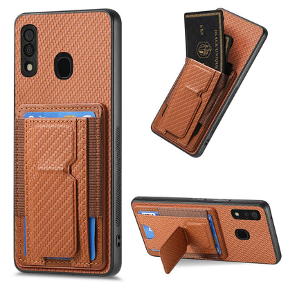 Samsung Galaxy A50/A50s/A30s Carbon Fiber Fold Stand Elastic Card Bag Phone Case with Multi-Functional Wallet