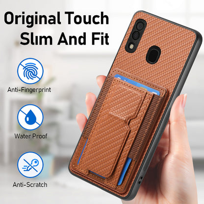 Samsung Galaxy A50/A50s/A30s Carbon Fiber Fold Stand Elastic Card Bag Phone Case with Multi-Functional Wallet
