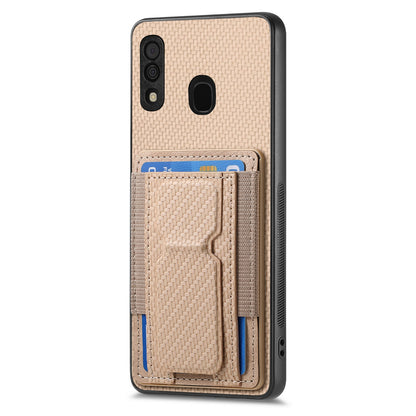 Samsung Galaxy A50/A50s/A30s Carbon Fiber Fold Stand Elastic Card Bag Phone Case with Multi-Functional Wallet