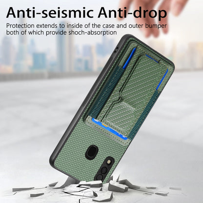 Samsung Galaxy A50/A50s/A30s Carbon Fiber Fold Stand Elastic Card Bag Phone Case with Multi-Functional Wallet