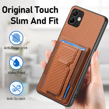 Samsung Galaxy M53 5G Carbon Fiber Fold Stand Elastic Card Bag Phone Case with Multi-Functional Wallet